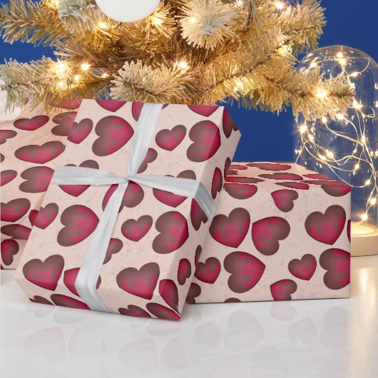 チョコレートでコーティングされたハート ラッピングペーパー (クリスマス)