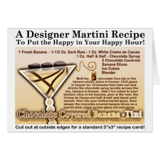 チョコレートでコーティングしたバナナのマティーニレシピカード