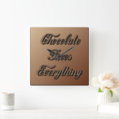 チョコレートで全てを固定 スクエア壁時計 (ホーム)