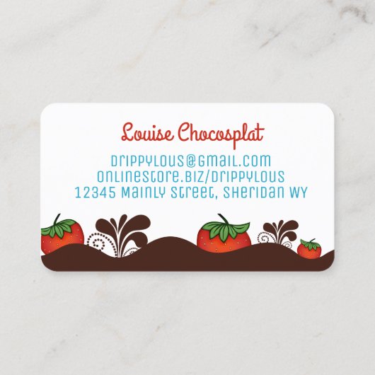 チョコレートで覆われたイチゴのデザート菓子b 名刺 (裏面)