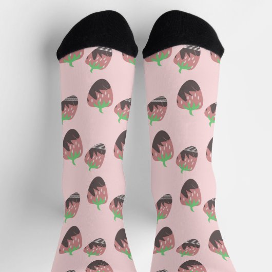 チョコレートで覆われたイチゴのピンクの果物 ソックス (上部)