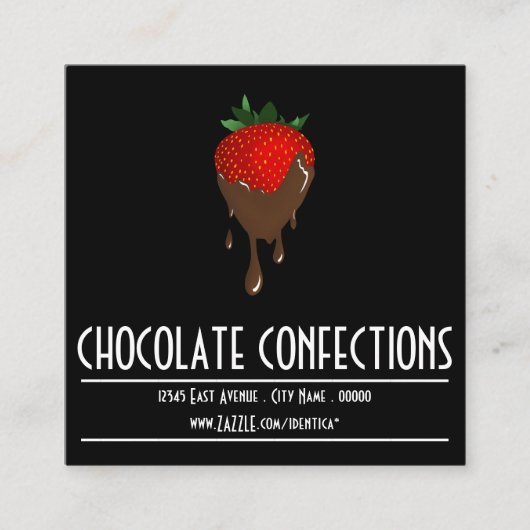 チョコレートで覆われたイチゴの四角スタンプ・カード ロイヤリティカード (正面)