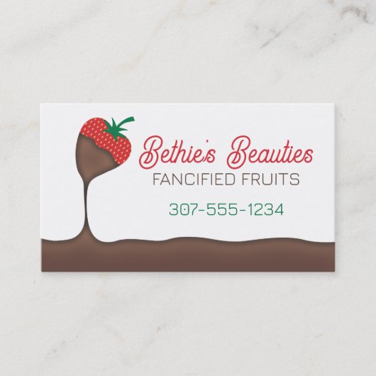 チョコレートで覆われたイチゴ果実菓子 名刺 (正面)