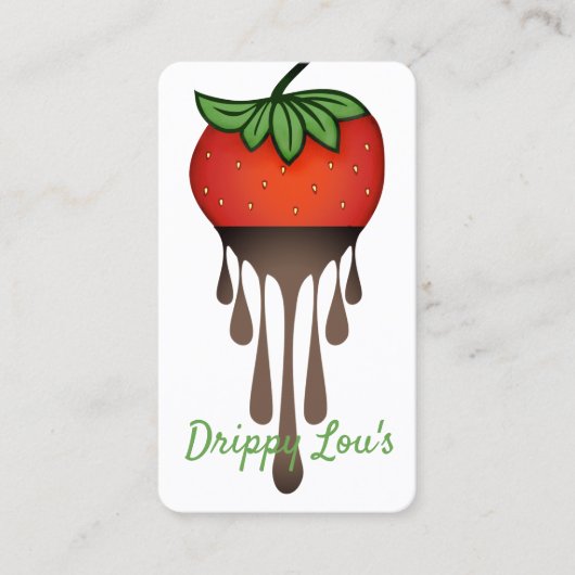 チョコレートで覆われたストロベリーデザートスイーツ 名刺 (正面)