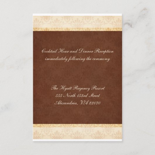 チョコレートとクリームの結婚式の受付カード エンクロージャーカード (正面)