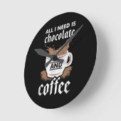 チョコレートとコーヒーが大好き ラウンド壁時計 (傾斜)