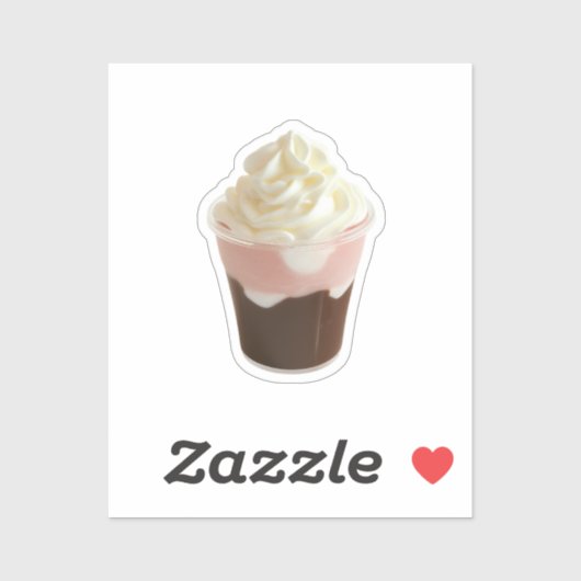 チョコレートとストロベリーホイップクリームカップ シール (シート)