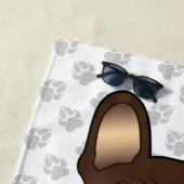 チョコレートとタンフランスのブルドッグかわいい犬と名前 ビーチタオル (インサイチュ)