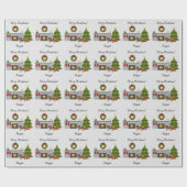 チョコレートとタン短い髪のダックスシュント – クリスマス ラッピングペーパー (フラット)