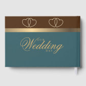 チョコレートとダークティール(緑がかった色)と金ゴールドハート ゲストブック (裏面)