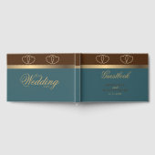 チョコレートとダークティール(緑がかった色)と金ゴールドハート ゲストブック (全面)