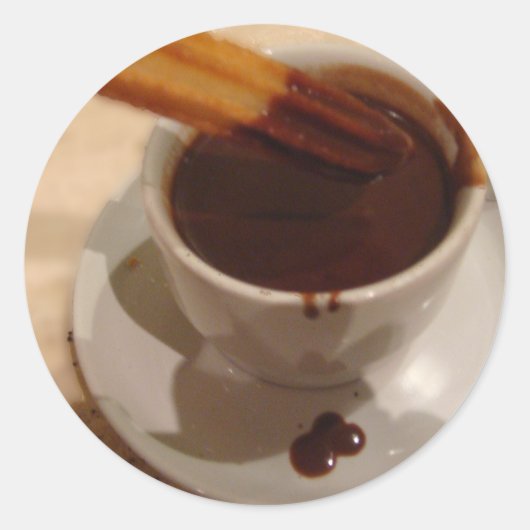 チョコレートとチュロス ラウンドシール (正面)