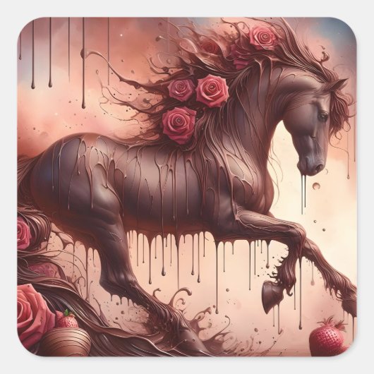 チョコレートとバラスタリオン スクエアシール (正面)