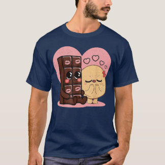 チョコレートとパンケーキのカップルの愛の甘いロマンチックなヴィンテージ Tシャツ