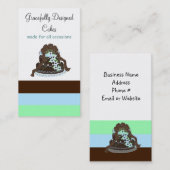 チョコレートとブルーのデザイナーケーキ 名刺 (正面/裏面)