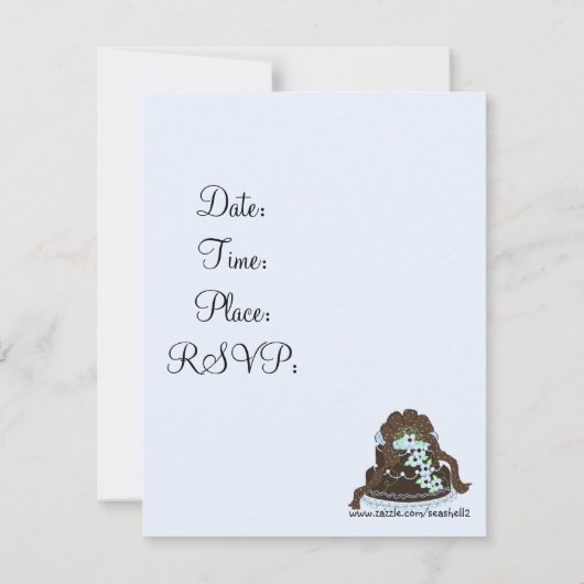チョコレートとブルーブライダルシャワーの招待状 招待状 (裏面)