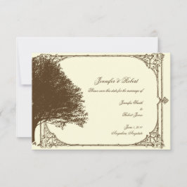 チョコレートとベージュ色フィリグリー結婚式の日付を保存 セーブザデート