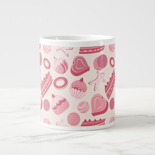 チョコレートとペストリーのパターン2 ジャンボコーヒーマグカップ (正面)