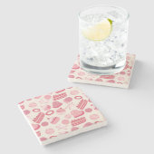 チョコレートとペストリーのパターン2 ストーンコースター (横)