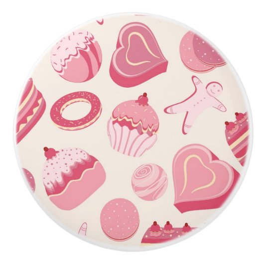 チョコレートとペストリーのパターン2 セラミックノブ (正面)