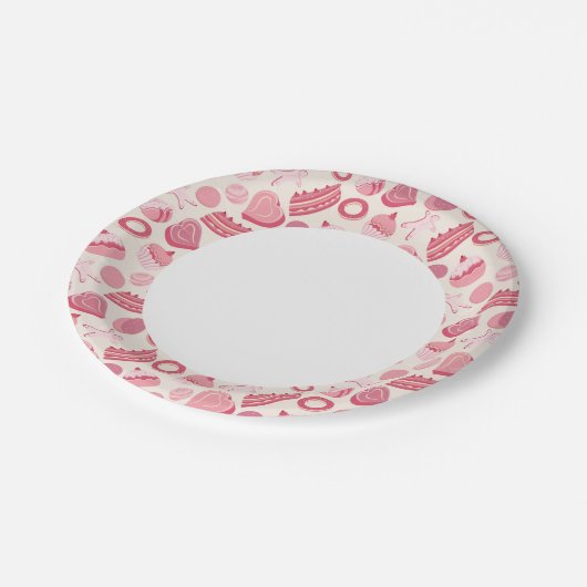 チョコレートとペストリーのパターン2 ペーパープレート (アングル)