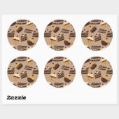 チョコレートとペストリーのパターン3 ラウンドシール (シート)