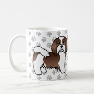 チョコレートとホワイトのハバニーズ かわいいキャラクター犬 コーヒーマグカップ