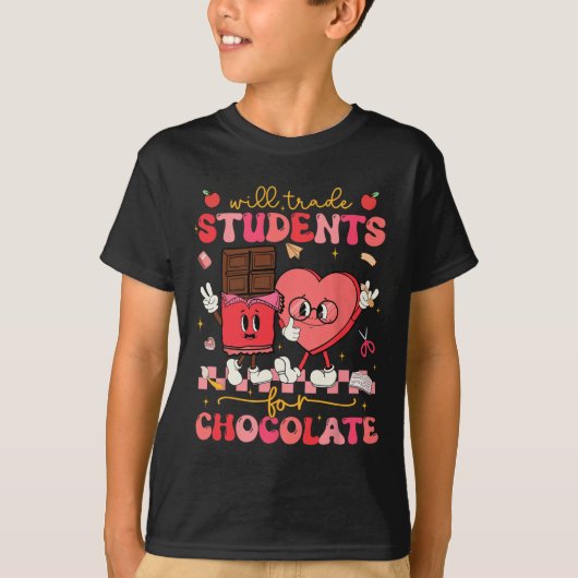 チョコレートと生徒を交換してくれるバレンタイン先生 Tシャツ (正面)