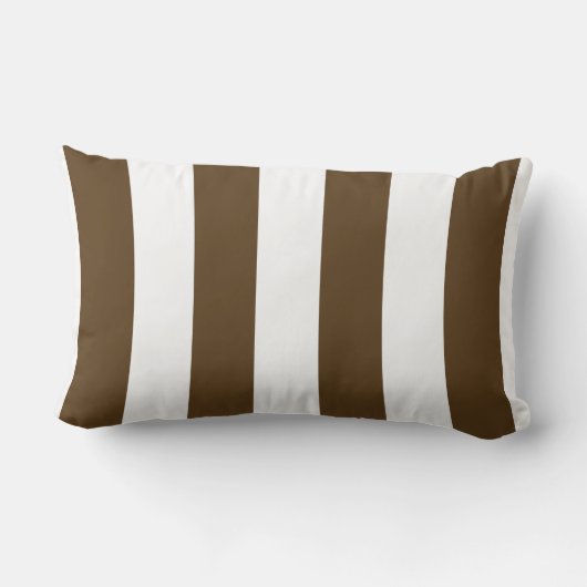 チョコレートと白はっきりした縦型ストライプ ランバークッション (裏面)