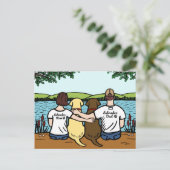 チョコレートと黄色のラブラドールの親 ポストカード (スタンド正面)