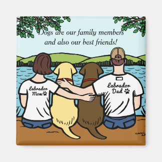 チョコレートと黄色のラブラドールの親 マグネット