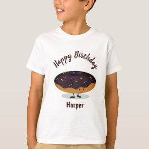 チョコレートによって曇らされる誕生日ドーナツ 子供のTシャツ Tシャツ