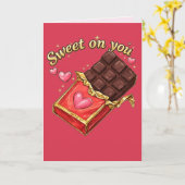 チョコレートにインスパイアされたバレンタインデーのデザイン カード (黄色い花)