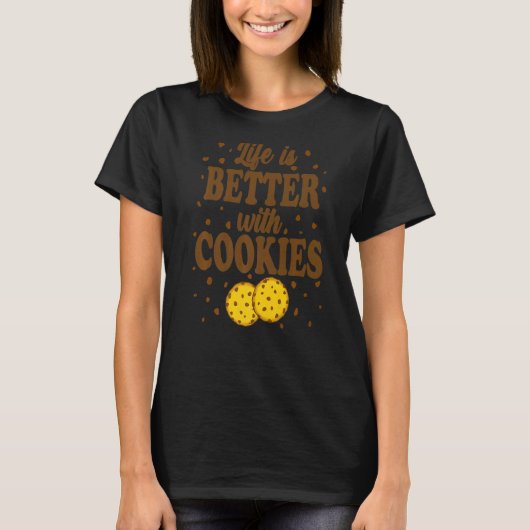チョコレートに女の子を振りかけるCookieを使用 Tシャツ (正面)