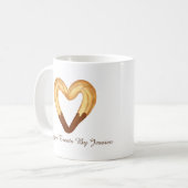 チョコレートに浸したハート型のチュロ コーヒーマグカップ (正面左)