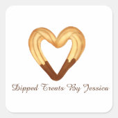 チョコレートに浸したハート型のチュロ スクエアシール (正面)