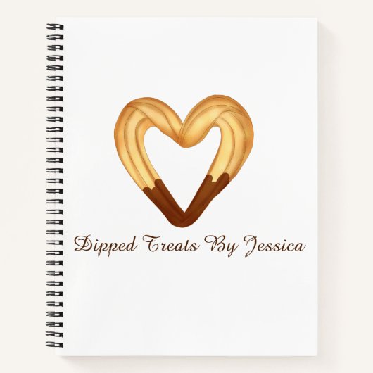 チョコレートに浸したハート型のチュロ ノートブック (正面)