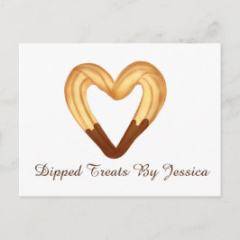 チョコレートに浸したハート型のチュロ ポストカード