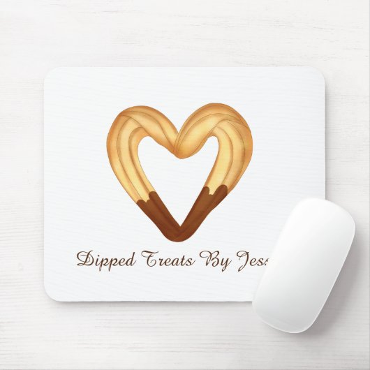 チョコレートに浸したハート型のチュロ マウスパッド (マウス)