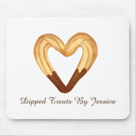 チョコレートに浸したハート型のチュロ マウスパッド