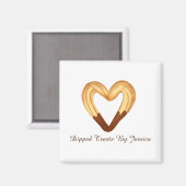 チョコレートに浸したハート型のチュロ マグネット (正面/裏面)