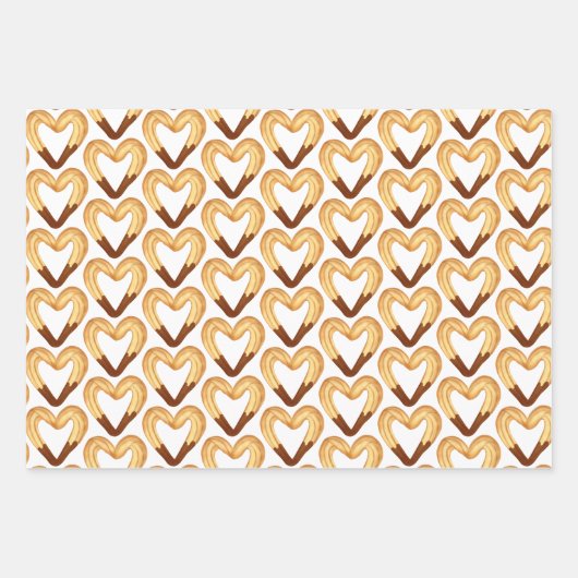 チョコレートに浸したハート型のチュロ ラッピングペーパーシート (正面)