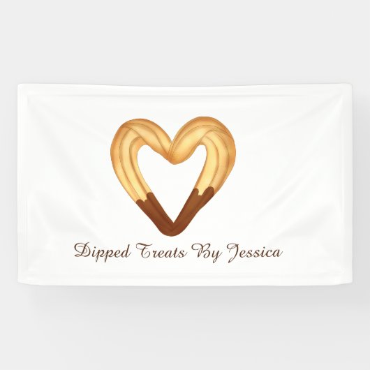 チョコレートに浸したハート型のチュロ 横断幕 (横)