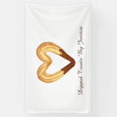 チョコレートに浸したハート型のチュロ 横断幕 (縦)