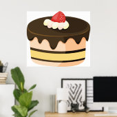 チョコレートのしたたりケーキとイチゴ ポスター (ホームオフィス)
