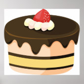 チョコレートのしたたりケーキとイチゴ ポスター (正面)