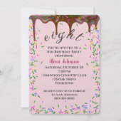 チョコレートのアイシングと振りかける第8誕生日 招待状 (正面)