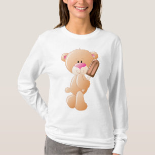 チョコレートのアイスクリームポップシクルを持ったテディベア Tシャツ