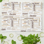 チョコレートのアーモンドとダークチョコレートのワードクラウド キッチンタオル (折り畳み)