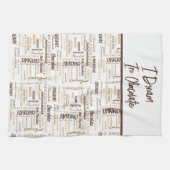 チョコレートのアーモンドとダークチョコレートのワードクラウド キッチンタオル (横)